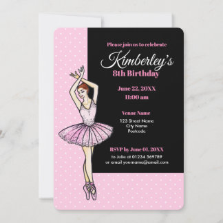 Ballerina with Pink Dress and Pointe Shoes Invitation