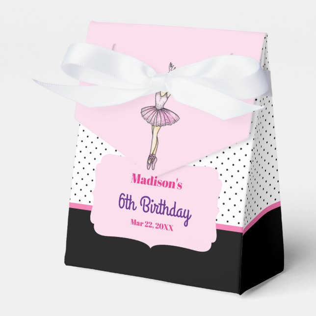 Ballerina with Pink Dress Birthday Party Favour Box (Front Side)