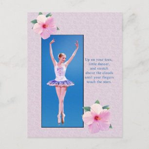 Ballerina with Pink Hibiscus Flowers Postcard