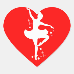 Ballerina with Stars in Silhouette in  Heart Sticker