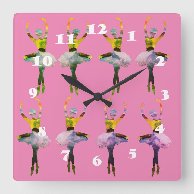 Ballerinas Ballet Dancers  Square Wall Clock (Front)