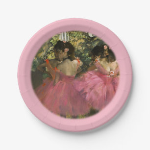 Ballerinas in Pink by Edgar Degas Paper Plate