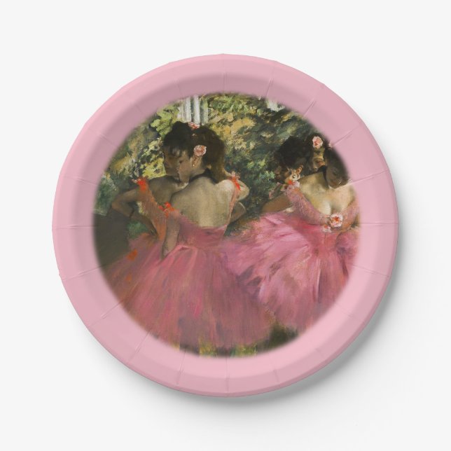 Ballerinas in Pink by Edgar Degas Paper Plate (Front)