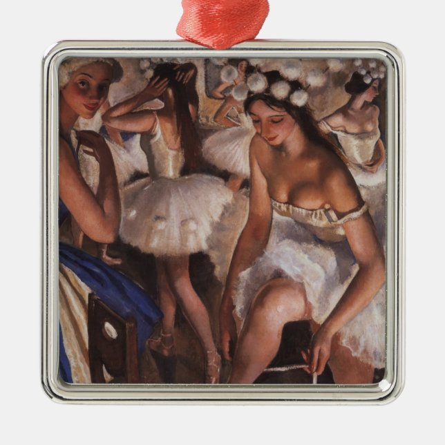 Ballerinas in the Dressing Room (by Serebriakova) Metal Tree Decoration (Front)