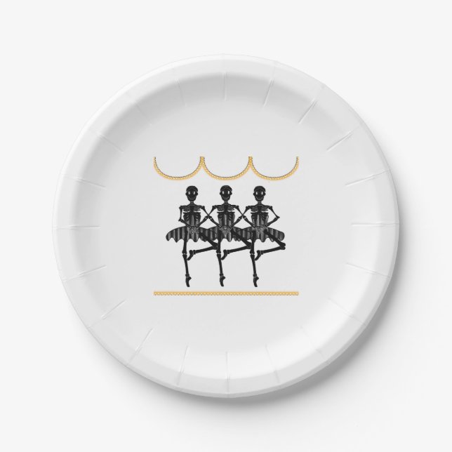 Ballerinas on Halloween Paper Plate (Front)