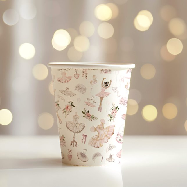 Ballerinas watercolor blush pink birthday party paper cups (Creator Uploaded)