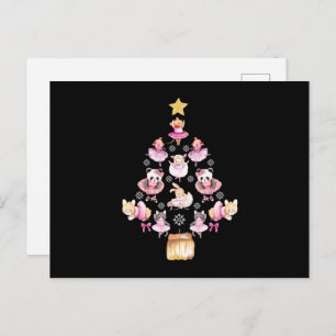 Ballet Animals Ballerina Christmas Tree Postcard