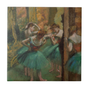 Ballet Artwork Dancers Pink and Green Edgar Degas Tile