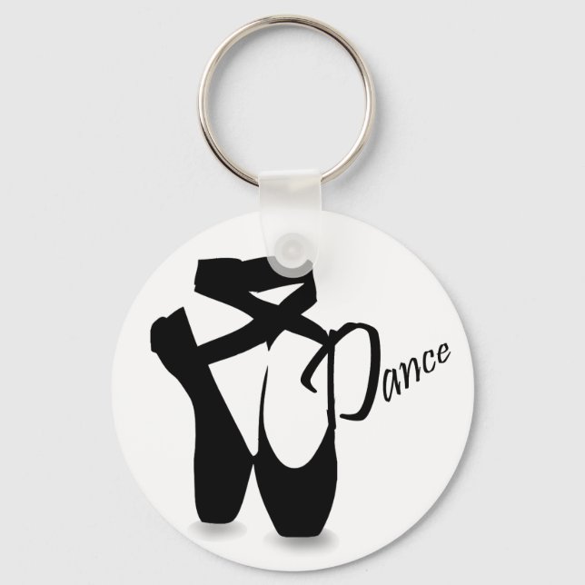Ballet Ballerina Black Pointe Shoes Dance Basic Key Ring (Front)
