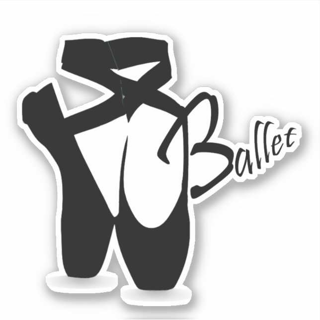 Ballet Ballerina Black Pointe Shoes Vinyl Sticker (Front)