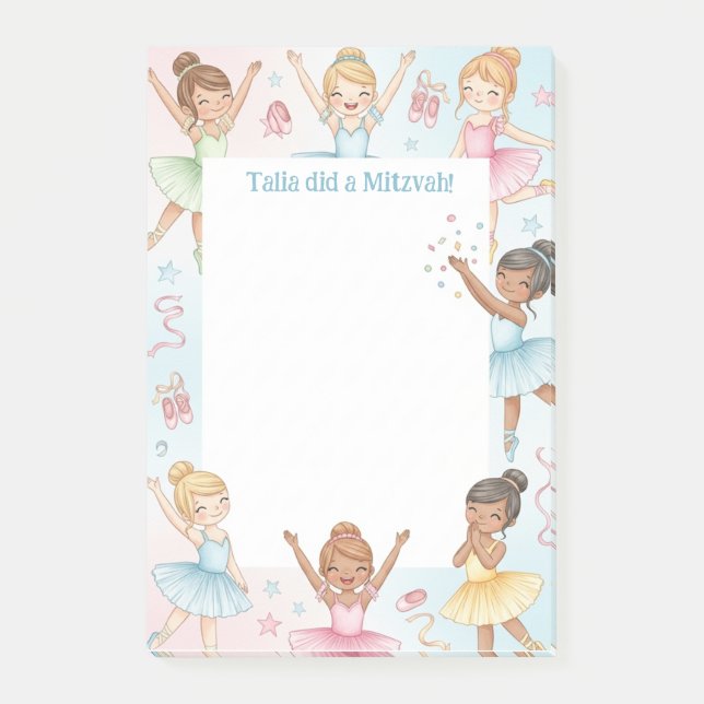Ballet Ballerina Dancer Personalised Mitzvah Notes (Front)