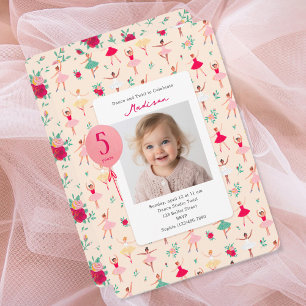 Ballet Ballerina Girls Birthday Party Photo Invitation