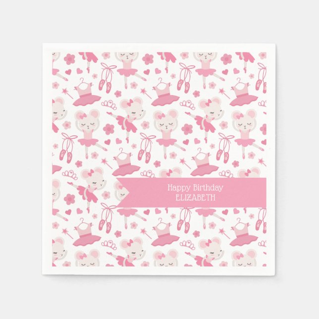 Ballet Ballerina Pink Paper Napkin (Front)