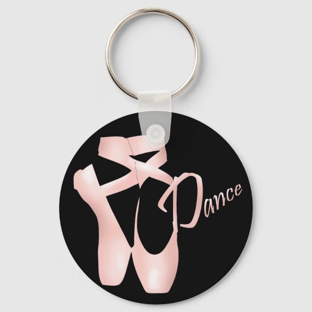 Ballet Ballerina Pink Pointe Shoes Dance Basic Key Ring (Front)