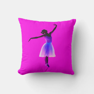 Ballet Ballerina Pose Glowing Violet Colours Cushion