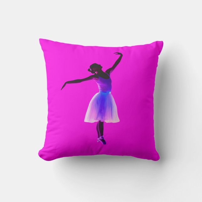Ballet Ballerina Pose Glowing Violet Colours   Cushion (Front)