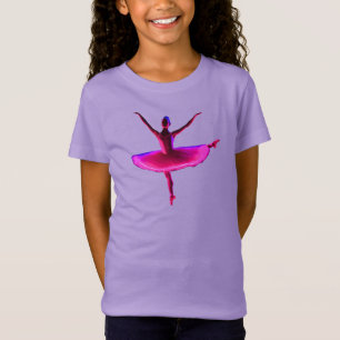Ballet Ballerina Pose Glowing Violet Colours   T-Shirt