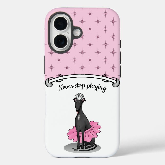 Ballet Ballerina Princess Greyhound Dog (black) Case-Mate iPhone Case (Back)