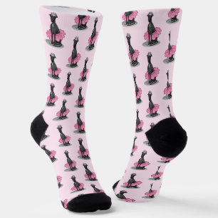 Ballet Ballerina Princess Greyhound Dog (black) Socks