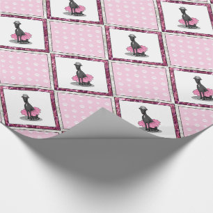 Ballet Ballerina Princess Greyhound Dog (black) Wrapping Paper
