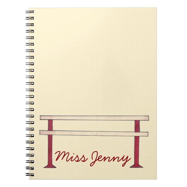 Ballet Barre Dance Teacher Personalised Ballerina Spiral Notebook (Front)