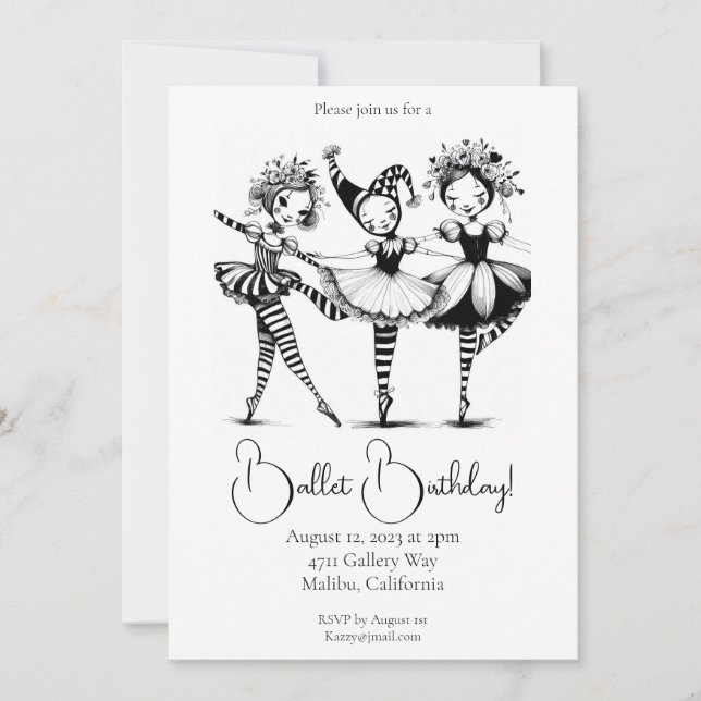 Ballet Birthday Invitation (Front)