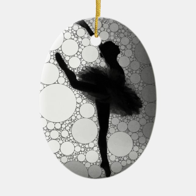 Ballet Black White Dancing Ballerina Ceramic Tree Decoration (Front)