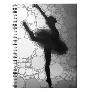 Ballet Black White Dancing Ballerina Spiral Notebook