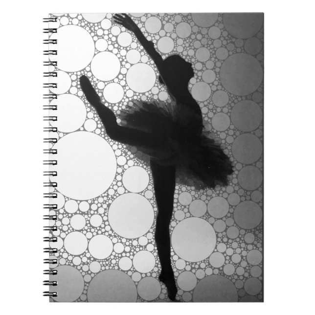 Ballet Black White Dancing Ballerina Spiral Notebook (Front)