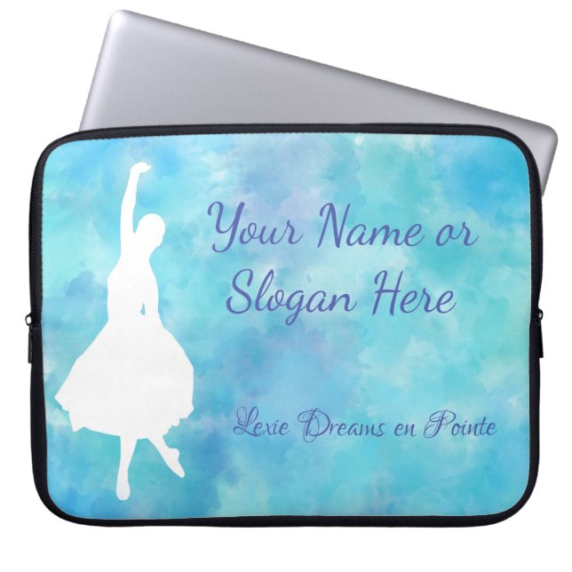 Ballet Blue Watercolor Laptop Sleeve Customisable (Front)