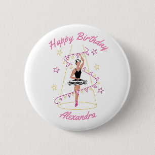 Ballet & Bunting Birthday Badge (Black/Brown)