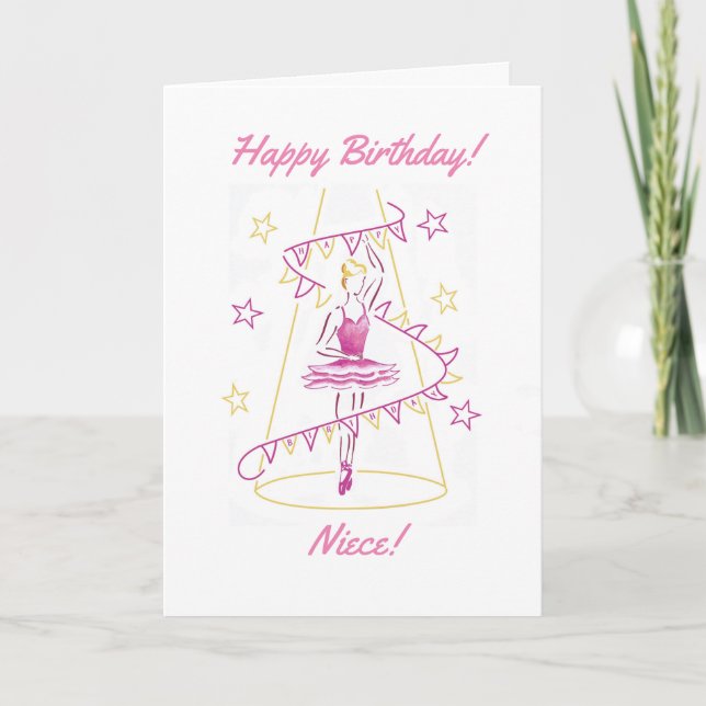 Ballet & Bunting Niece Birthday Card (Front)