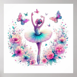 Ballet, Butterflies and Flowers Poster