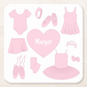 Ballet Clothes Paper Coaster - White Background