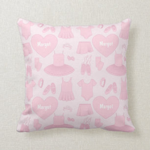 Ballet Clothes Pattern Pillow - Pink Background