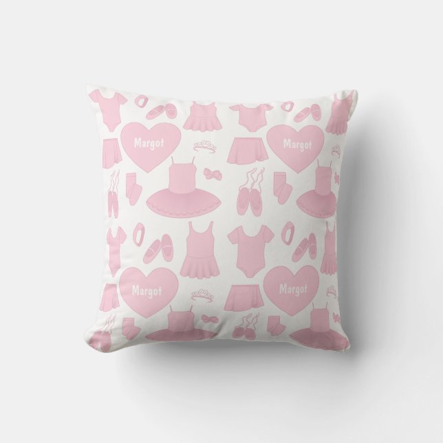 Ballet Clothes Pattern Pillow - White Background (Front)