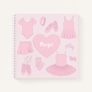 Ballet Clothes Square Notebook - Pink Background