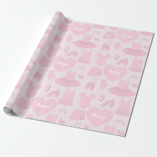 Ballet Clothes Wrapping Paper - Pink Background