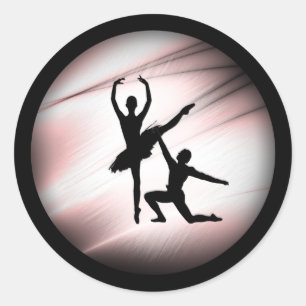 Ballet Couple Dance Pink Accent Classic Round Sticker