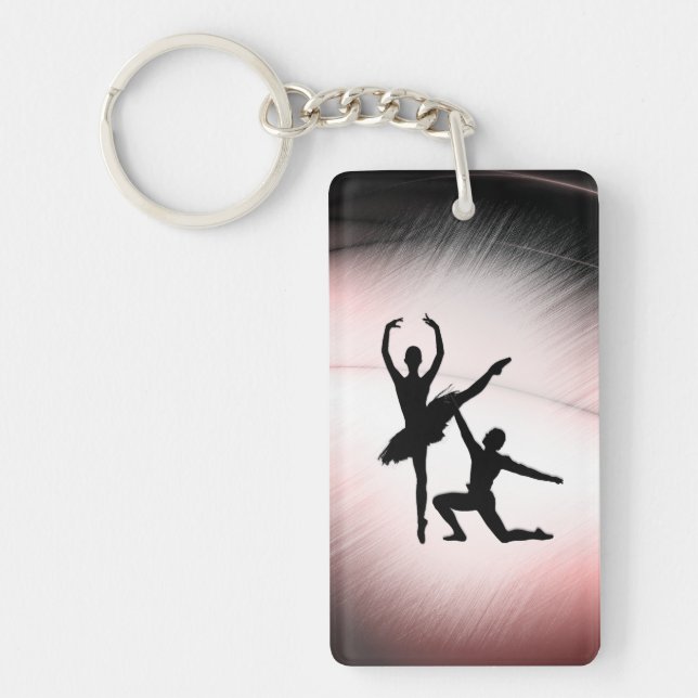 Ballet Couple Dance Pink Accent Key Ring (Front)
