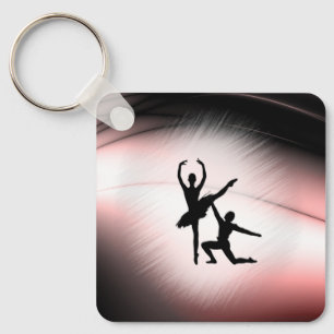 Ballet Couple Dance Pink Accent Key Ring