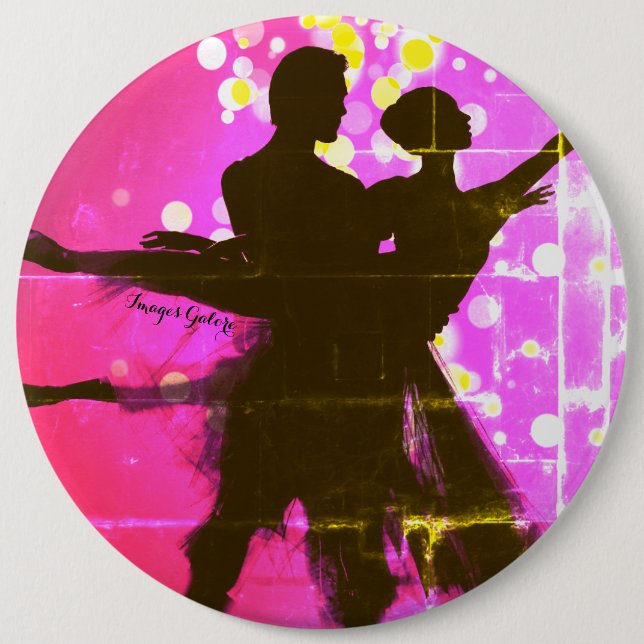 Ballet Couple in Pink Distressed 6 Cm Round Badge (Front)