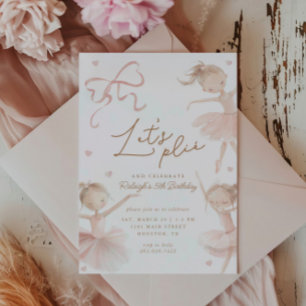 Ballet Cute Girls' Pastel Ballerina Birthday Invitation
