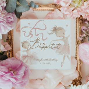 Ballet Cute Girls' Pastel Ballerina Birthday Napkin