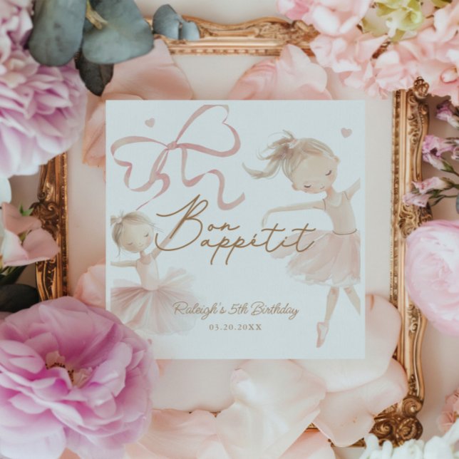 Ballet Cute Girls' Pastel Ballerina Birthday Napkin (Creator Uploaded)