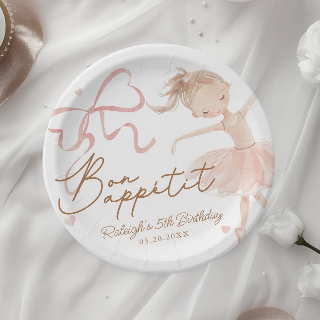 Ballet Cute Girls' Pastel Ballerina Birthday Paper Plate (Creator Uploaded)