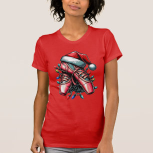 Ballet Dance Ballerina Shoes Christmas Hat Xmas T-Shirt