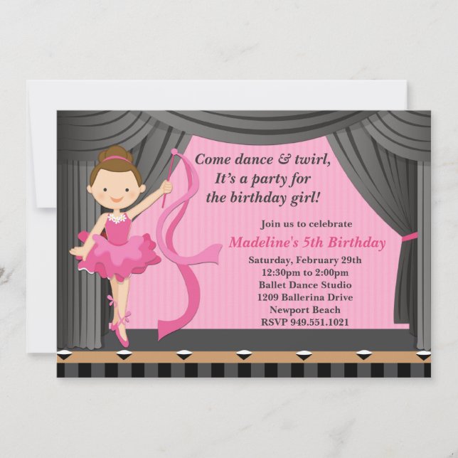 Ballet Dance Birthday Party Invitation (Front)