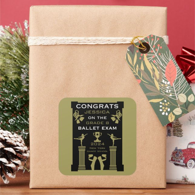 Ballet Dance Congratulations Square Sticker (Holiday)