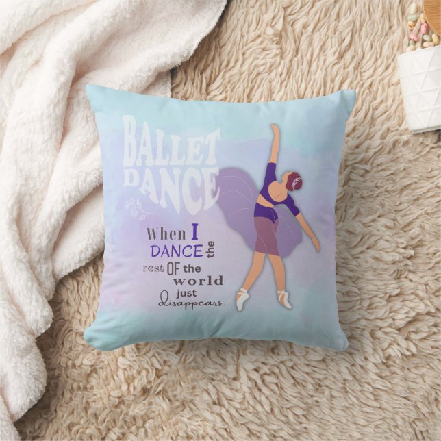 Ballet Dance Inspirational Square Throw Pillow (Blanket)